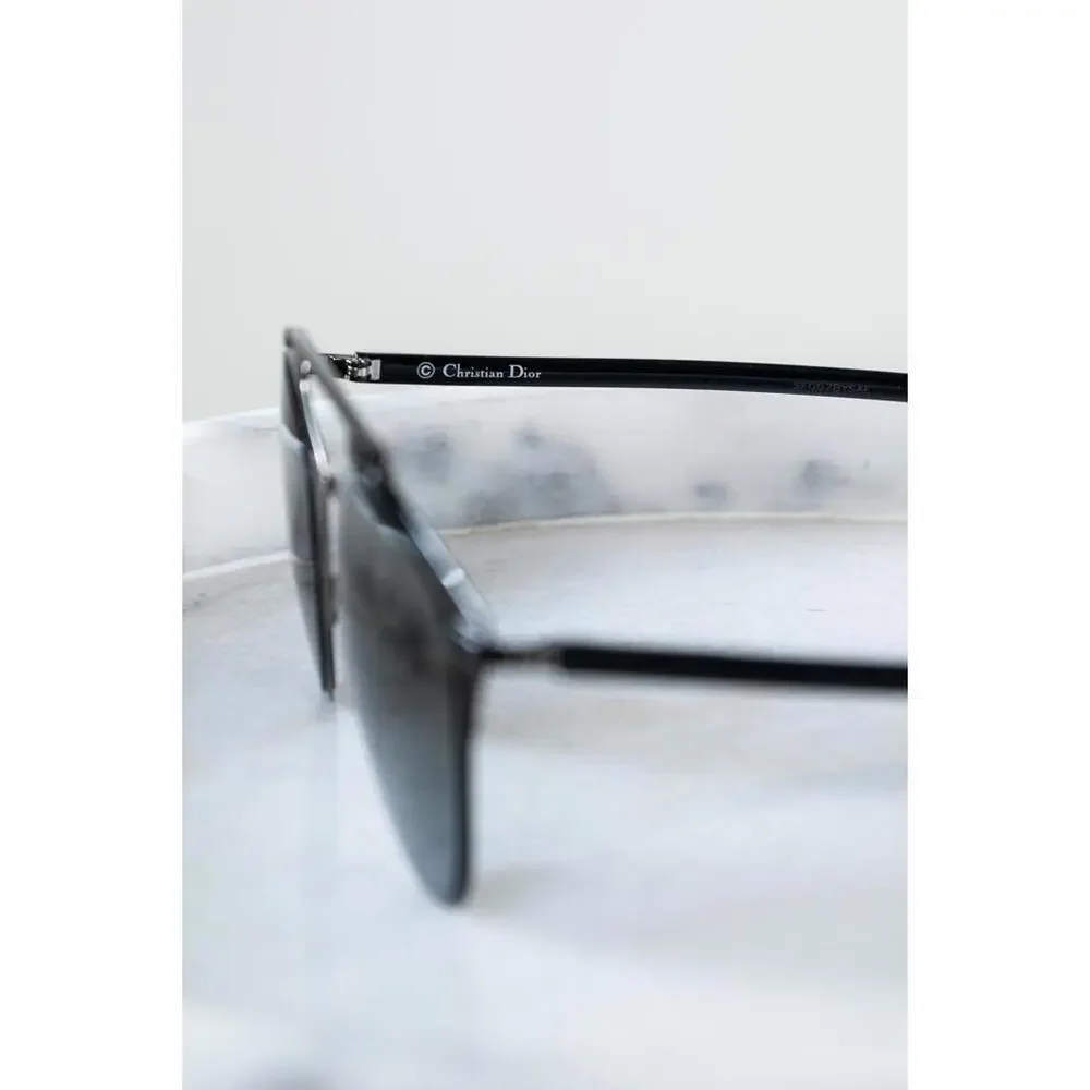 Christian Dior Black Thin Aviator Sunglasses Metal - Picture 3 of 5